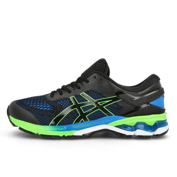 Asics Gel Kayano 26 Mens 11.5 US Black Electric Blue Green White 1011A541-003 - Picture 5 of 12
